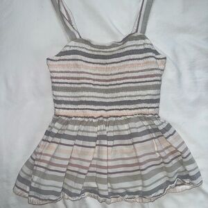 Striped Sleeveless Peplum Top